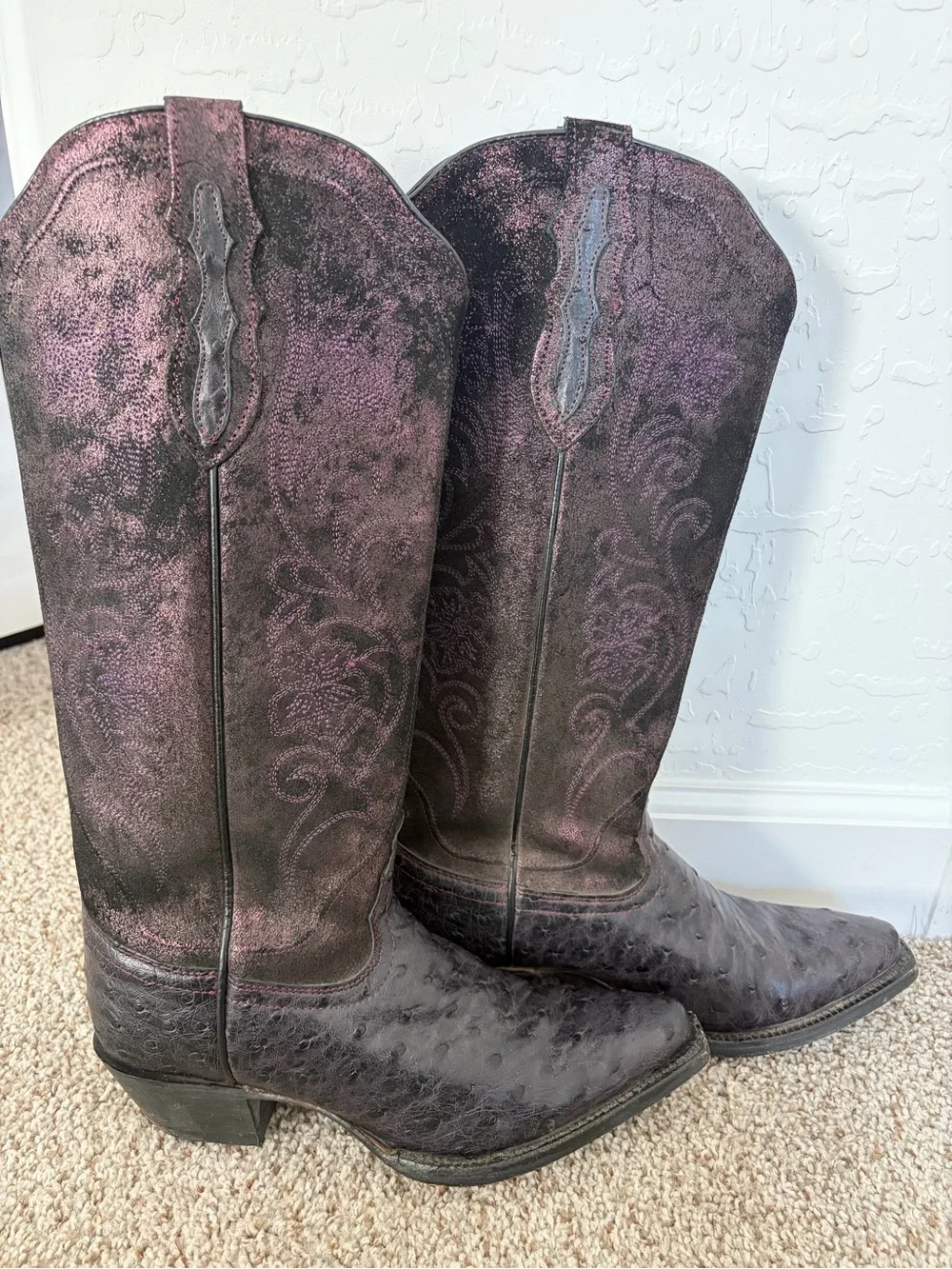 Tony Lama Genuine Ostrich Leather Western Boots (Vamp Genuine Ostrich)